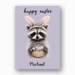 Woodland Raccoon with Easter Basket Unique Forest Animal Downloadable Sentiment Card