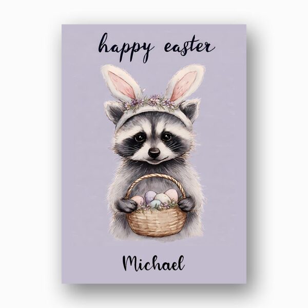 Woodland Raccoon with Easter Basket Unique Forest Animal Downloadable Sentiment Card