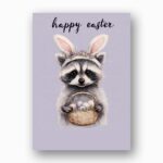 Woodland Raccoon with Easter Basket Unique Forest Animal Downloadable Sentiment Card