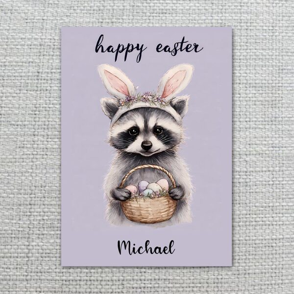 Woodland Raccoon with Easter Basket Unique Forest Animal Downloadable Sentiment Card