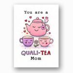 You Are A Quali Tea Mom Pink Teapot Pun Illustration Botanical Watercolor Digital Download