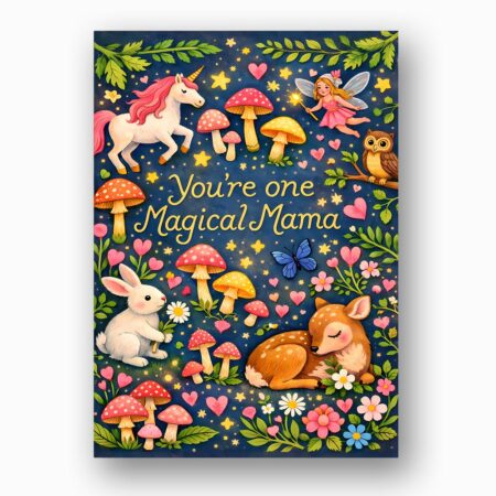 You Are One Magical Mama Forest Animals Unicorn Bunny Art Diy Celebration Card Download