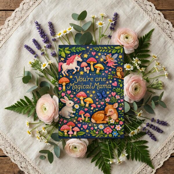 You Are One Magical Mama Forest Animals Unicorn Bunny Art Diy Celebration Card Download