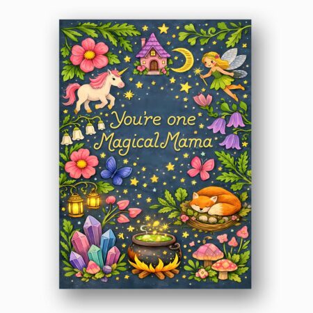 You Are One Magical Mama Unicorn Fairy Fantasy Forest 5X7 Printable Digital Card