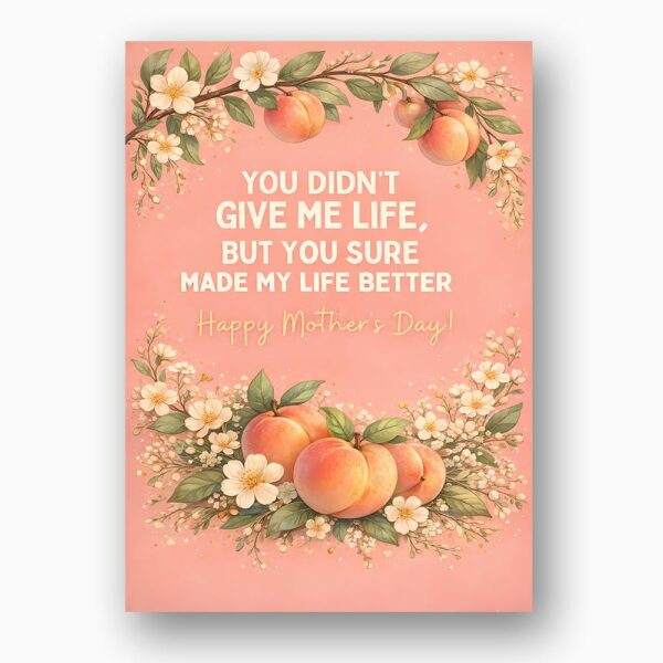 You Didnt Give Me Life But Made Life Better Mothers Day Peach Fruit Floral Home Print Floral Card
