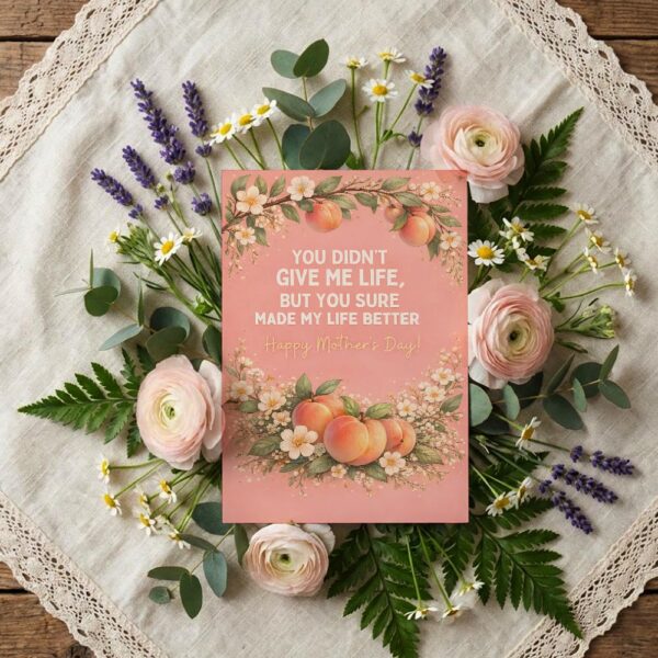 You Didnt Give Me Life But Made Life Better Mothers Day Peach Fruit Floral Home Print Floral Card