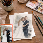 Custom Watercolor Portrait From Photo, Hand-Drawn Couple Anniversary Wedding Gift