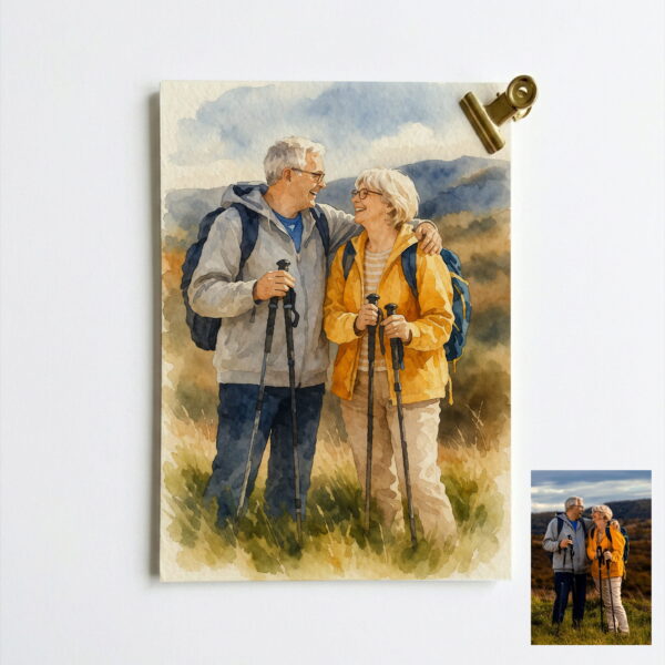 Custom Watercolor Portrait From Photo, Hand-Drawn Couple Anniversary Wedding Gift (Digital Download)