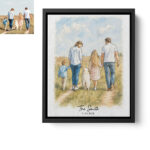 Custom Watercolor Family Portrait Personalized Family Name Gift