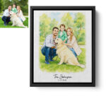 Custom Watercolor Family Portrait Personalized Family Name Gift