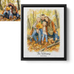 Custom Watercolor Family Portrait Personalized Family Name Gift