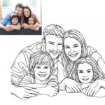 Custom Hand Drawn Line Portrait Minimalist Family Art, Father Daughter Gift