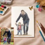 Custom Watercolor Family Portrait, Hand-Drawn from Photo, Personalized Keepsake