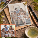 Custom Watercolor Family Portrait, Hand-Drawn from Photo, Personalized Keepsake