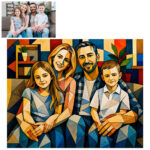 Custom Cubism Family Portrait, Personalized Stained Glass Art Print, Family Gift, Wedding Couple Painting
