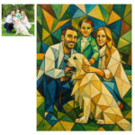 Custom Low Poly Portrait, Personalized Geometric Mosaic Family Painting