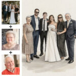 Custom Watercolor Family Portrait From Photos, Hand-Drawn Group Illustration