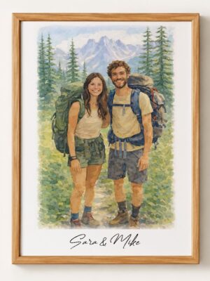 Custom Watercolor Portrait From Photo, Hand-Drawn Couple Anniversary Wedding Gift