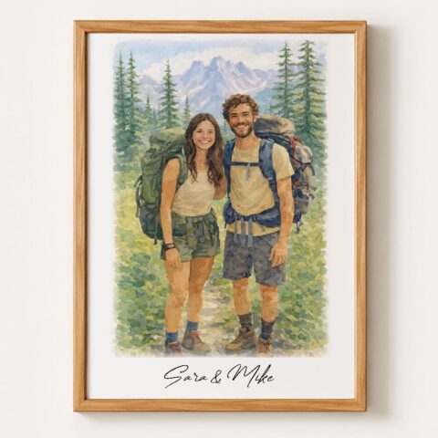 Custom Watercolor Portrait From Photo, Hand-Drawn Couple Anniversary Wedding Gift