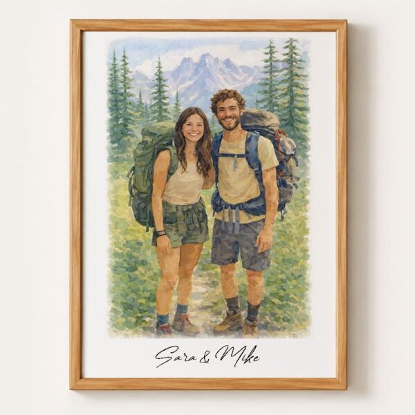 Custom Watercolor Portrait From Photo, Hand-Drawn Couple Anniversary Wedding Gift