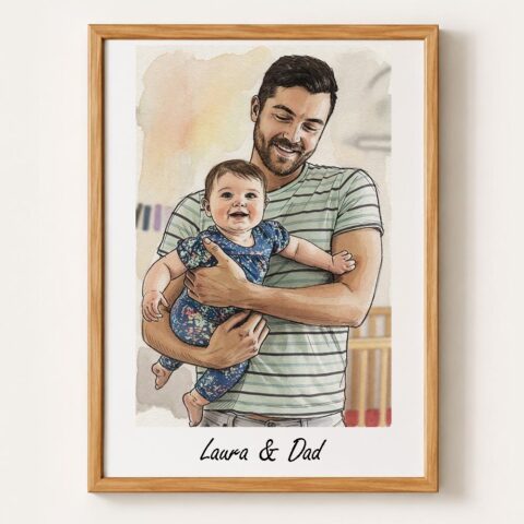 Custom Watercolor Family Portrait, Hand-Drawn from Photo, Personalized Keepsake