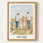 Custom Watercolor Family Portrait Personalized Family Name Gift