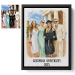 Graduation Gift Custom Watercolor Portrait Personalized University Keepsake