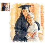 Graduation Gift Custom Watercolor Portrait Personalized University Keepsake