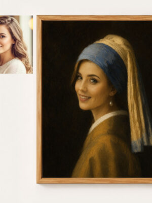 Custom Girl With a Pearl Earring Portrait Personalized Renaissance Art Gift
